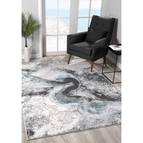 5x8 5'3" x 7'6" Contemporary Modern Artistic Abstract Area Rug 