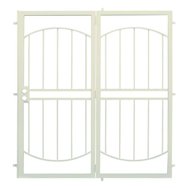 Unique Home Designs 72 in. x 80 in. Arcada Navajo White Projection Mount Outswing Steel Patio Security Door with No Screen