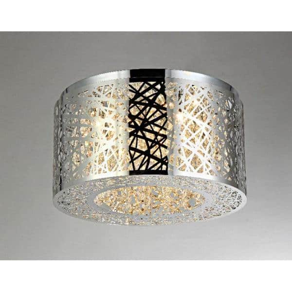 Chrome Drum Crystal 17'' Chandelier