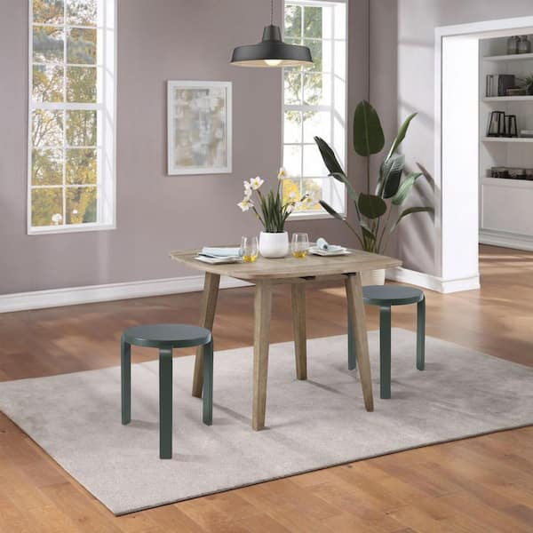 Boraam Mateo 18 in. Seat Height Round Backless Wood Stacking Stools - (Set of 2) - Spanish Moss