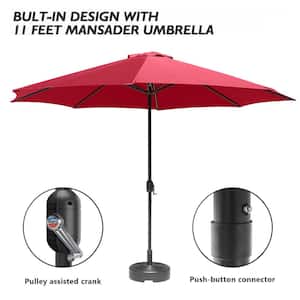 11 ft. x 11 ft. Steel Patio Market Umbrella with Crank in Red