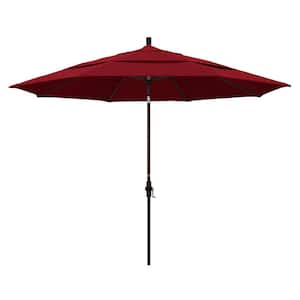 11 ft. Aluminum Collar Tilt Double Vented Patio Umbrella in Red Olefin