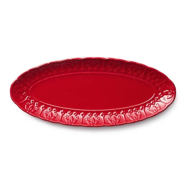Provence 18 in. Red Stoneware Embossed Fish Platter