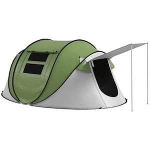 Outdoor Pop Up Tent, Instant Camping Tent with Windows, Porch and Carry Bag, for 2-3-People, Green, (Poles Included)