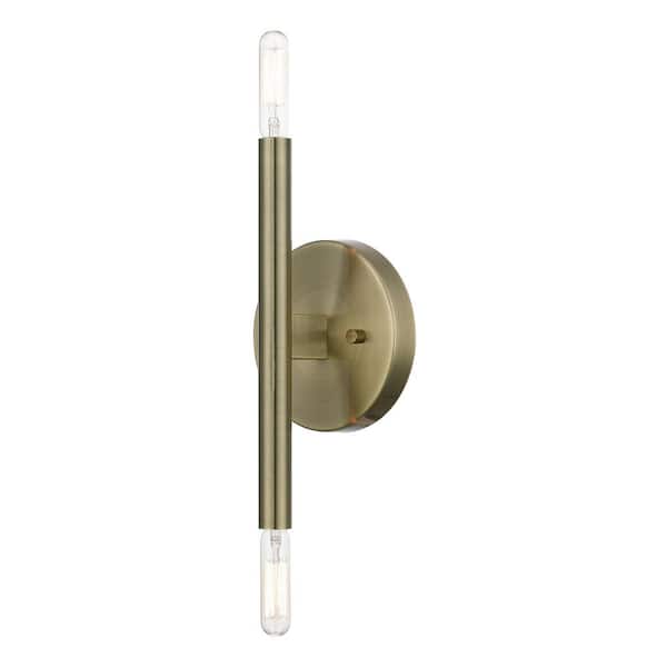 Alden 2 Light Antique Brass Wall ADA Sconce