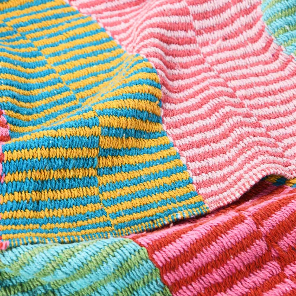 Multicolor Striped Recycled Cotton Blend Throw with Fringe