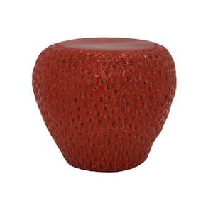 17.5 in. Red Round Tile Ceramic Plant Stand with 1 Tier