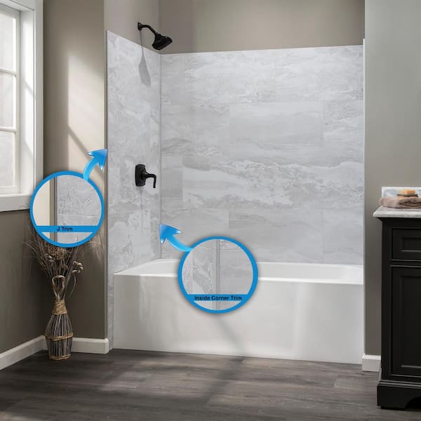 Iced Pewter 94 in. Vinyl Backsplash Accessory Trim Kit