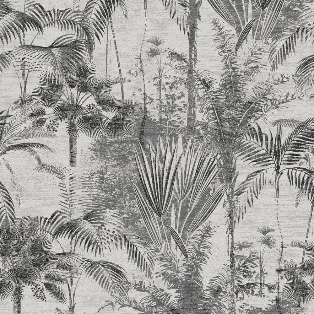 Sublime Black and Gray Non-Woven Jungle Texture Wallpaper