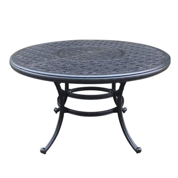 Patio Table Round Outdoor Dining Table 52-in W x 52-in L with Umbrella Hole