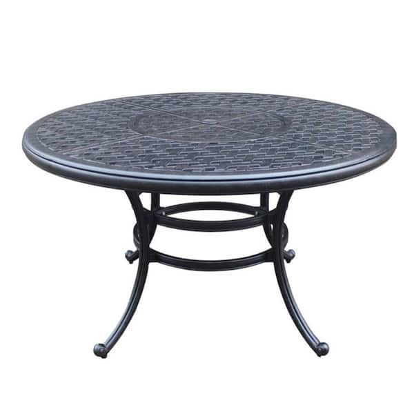 Mondawe Patio Table Round Outdoor Dining Table 52-in W x 52-in L with Umbrella Hole