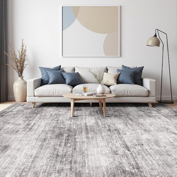Aurora Gray 6 ft. x 9 ft. Modern Abstract Area Rug