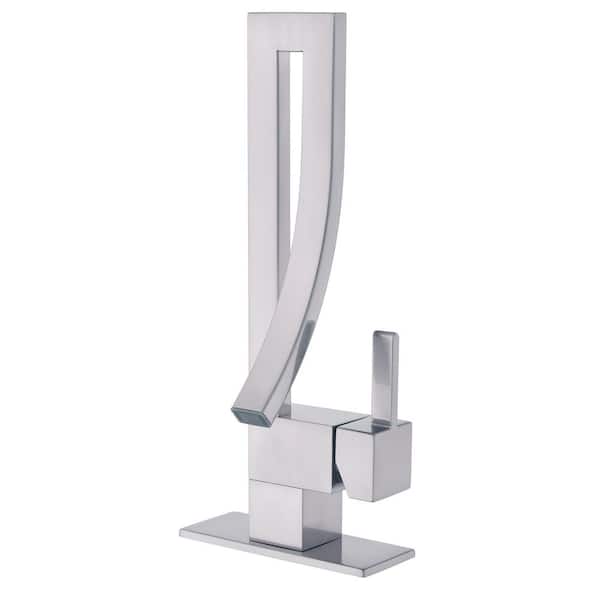 Single Handle Single Hole Bathroom Sink Faucet Waterfall Tall High Taps in Brushed Nickel