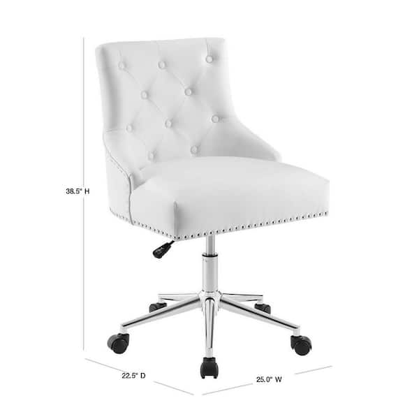 Modway Regent White Tufted On, Tufted Leather Desk Chair