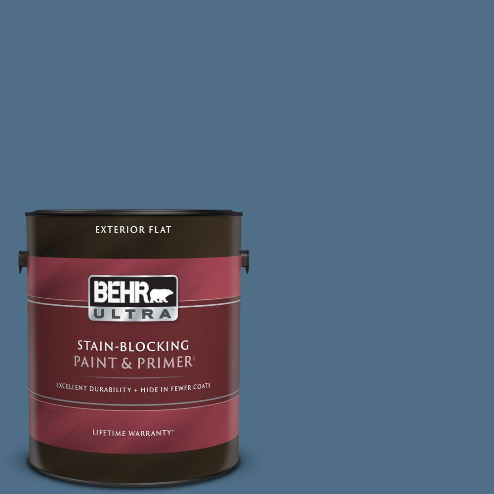 BEHR ULTRA 1 gal. 570D6 Neptune Blue Flat Exterior Paint & Primer