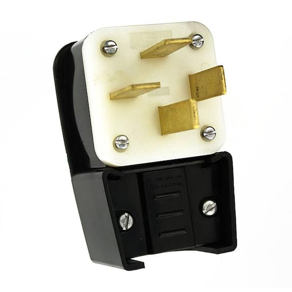 50 Amp 120/208-Volt 3-Phase Straight Blade Non-Grounding Angle Plug, Black/White 8352-P