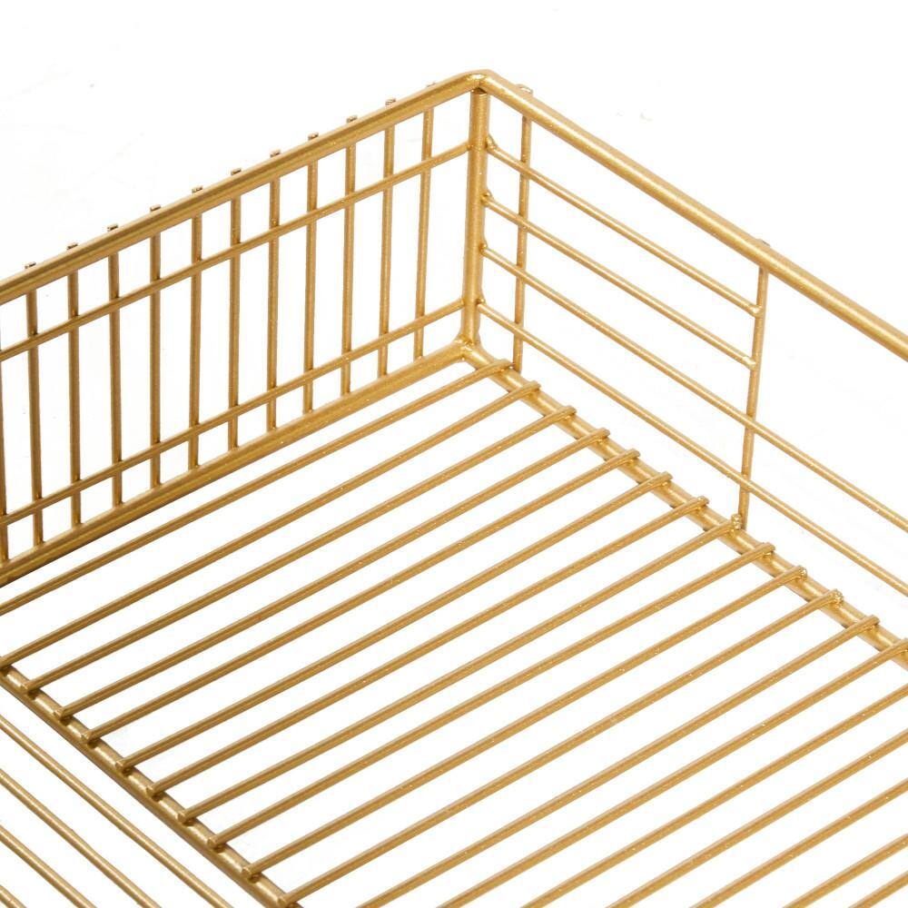 Gold Rectangular Metal Wire Tray Set of 2