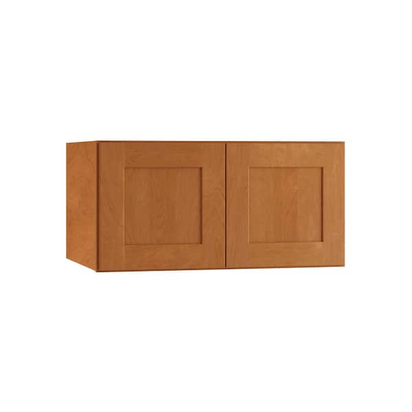 Home Decorators Collection Newport 30 in. W x 24 in. D x 15 in. H Assembled Plywood Wall Bridge Kitchen Cabinet in Cinnamon with Soft Close