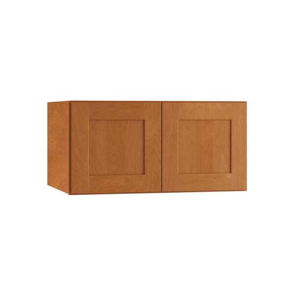 Home Decorators Collection Hargrove Cinnamon Stain Plywood Shaker Assembled Deep Wall Kitchen Cabinet Soft Close 30 in W x 24 in D x 15 in H