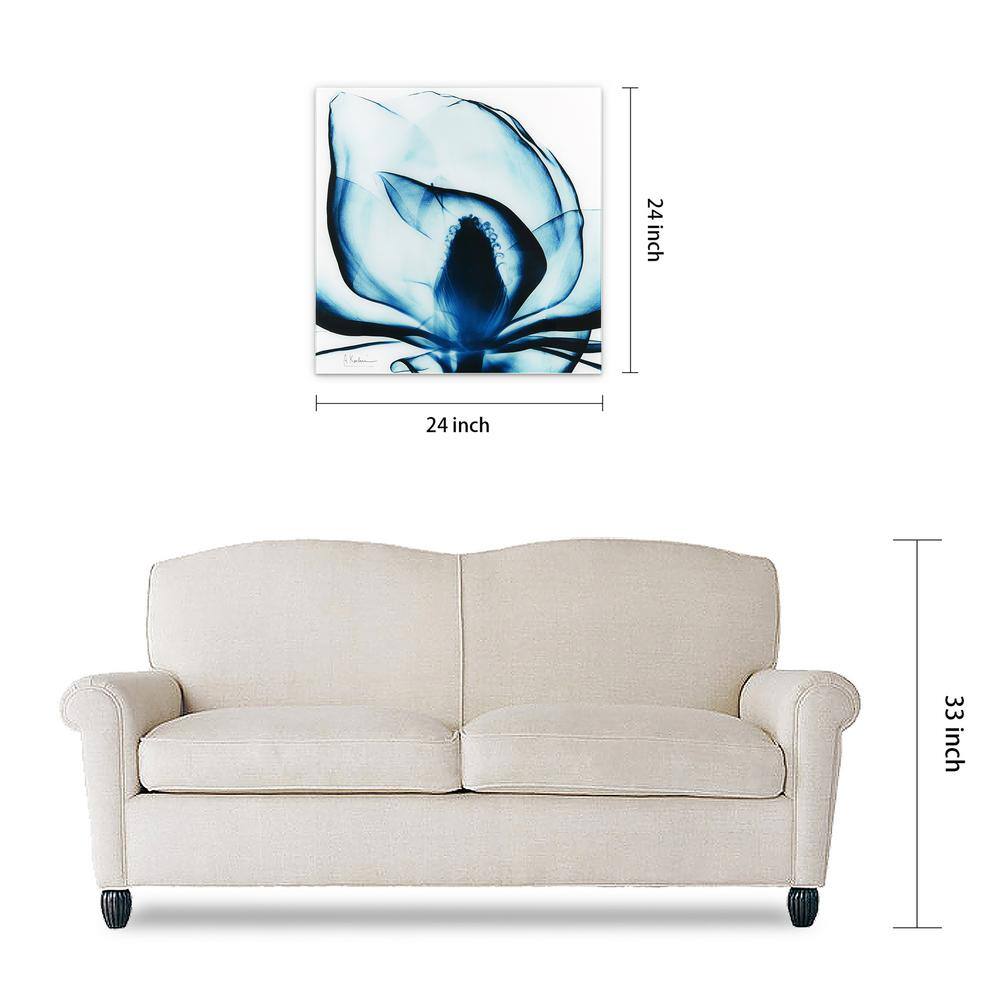 Blue Magnolia X-Ray Unframed Tempered Glass Landscape Wall Art