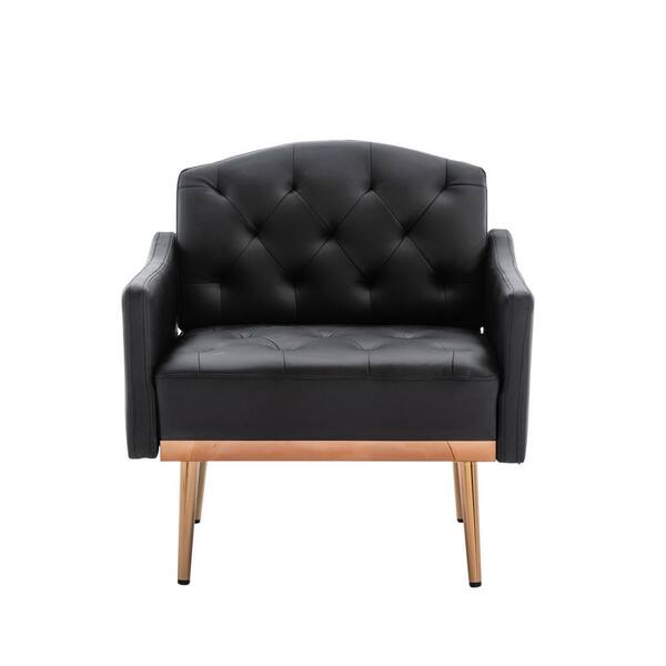 black leather square chair