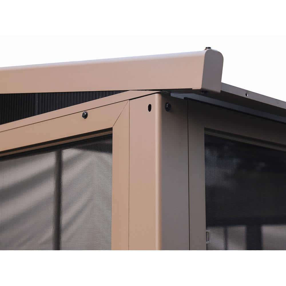 Florence Sand Aluminum Wall-Mounted Solarium with Steel Roof