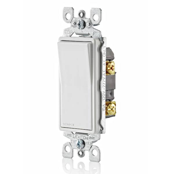 Leviton - Decora 15 Amp Single Pole Rocker AC Quiet Light Switch, White (10-Pack)
