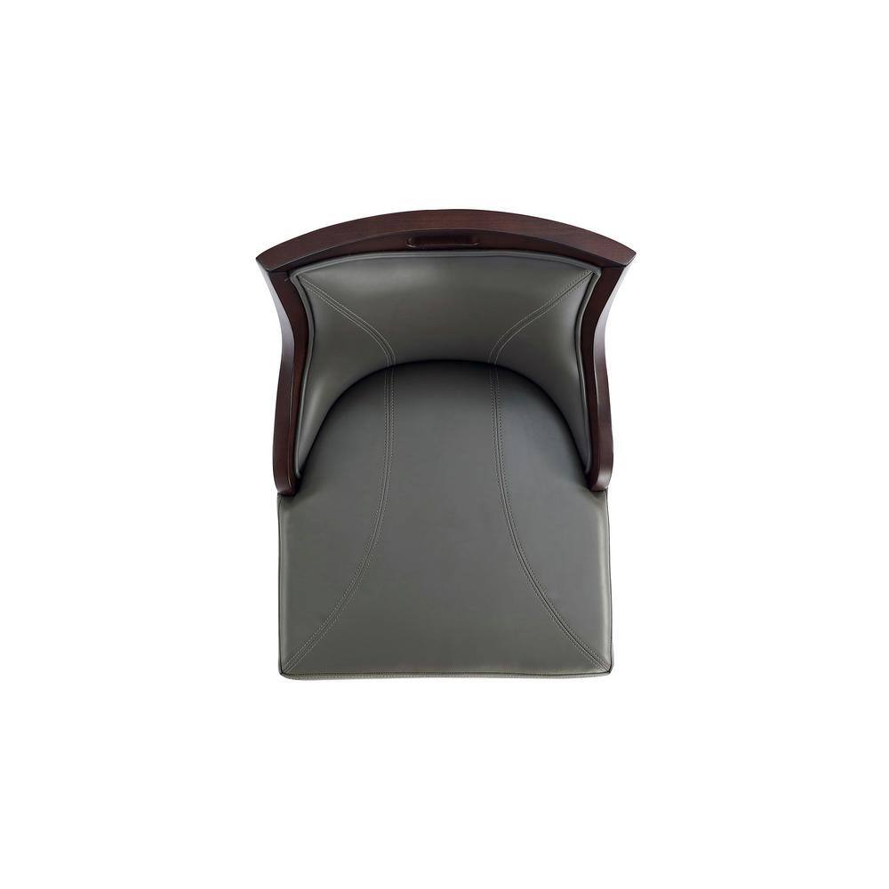 Pebble Grey Faux Leather Bar Stool with Walnut Beech Frame