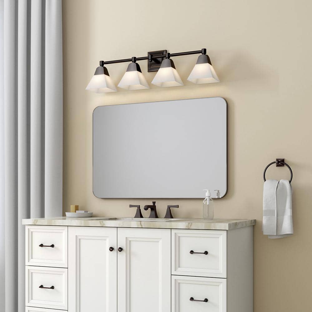 Bronze Direct Wired Electric Sconce with Frosted Glass Shades