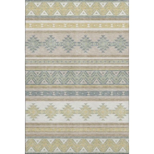 Mayfield Premium Machine Washable Abstract AMF2561 Ivory 10 ft. x 14 ft. Area Rug