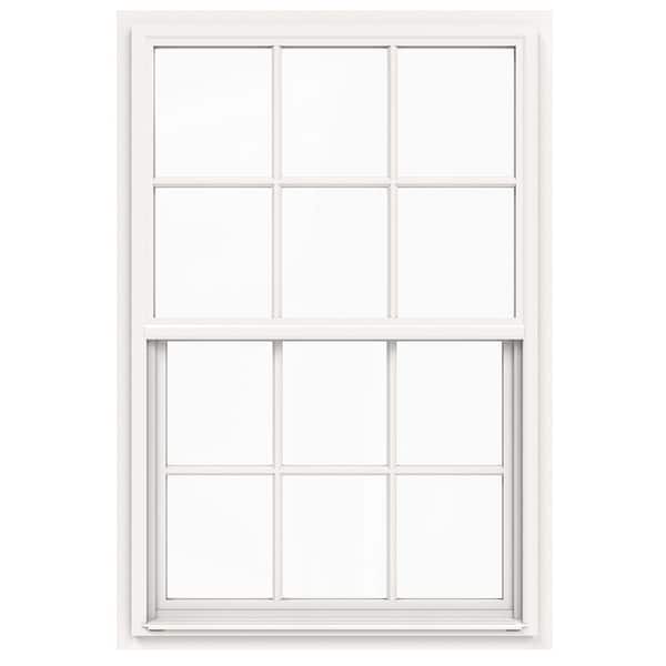 JELD-WEN 36 in. x 54 in. V-4500 Series White Single-Hung Vinyl Window with 6-Lite Colonial Grids/Grilles