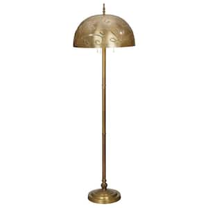 Sigrid 65.25 in. H Brushed Gold Metal Candlestick Standard Floor Lamp with Bowl Shade