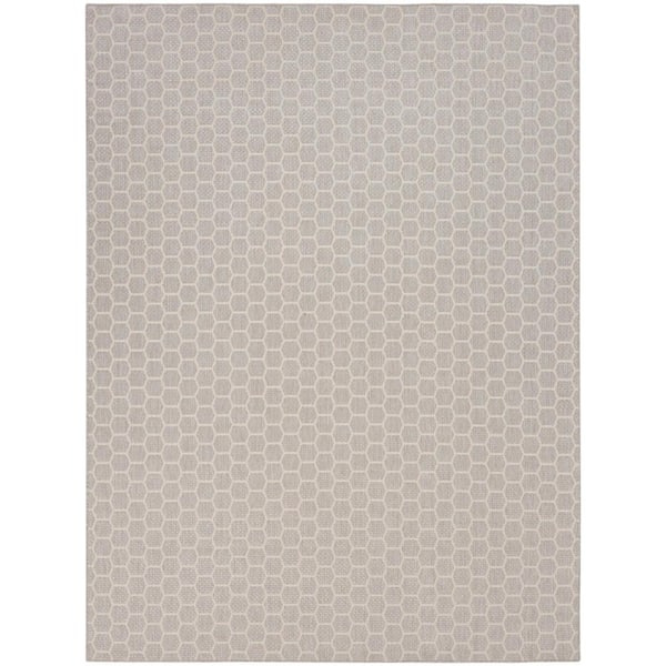 Reversible Indoor Outdoor Grey 10 ft. x 14 ft. Honeycomb Contemporary Area Rug