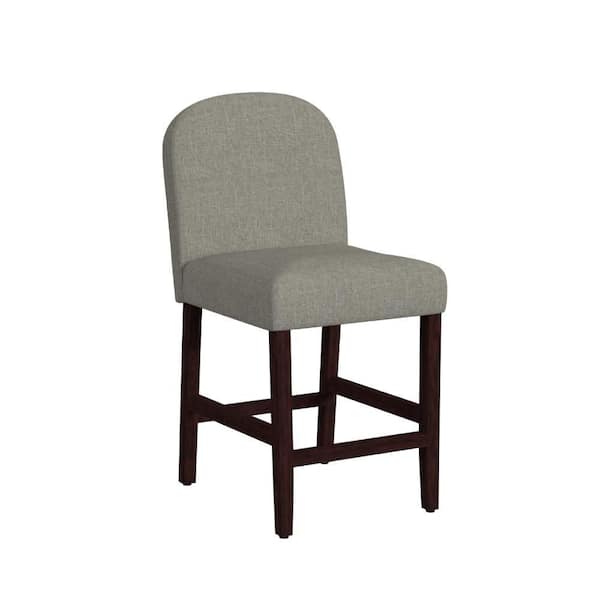 39.5 in. H Gray and Walnut Brown Low Back Wood Bar Stool with Polyester Seat