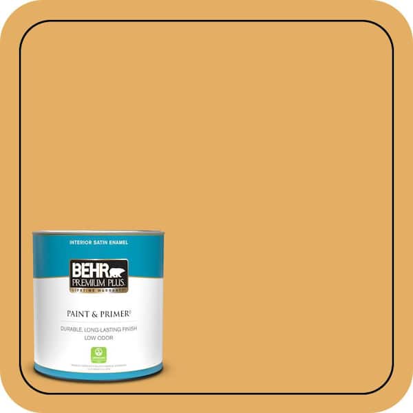 BEHR PREMIUM PLUS 1 qt. #MQ4-11 Lamplit Satin Enamel Low Odor Interior Paint & Primer
