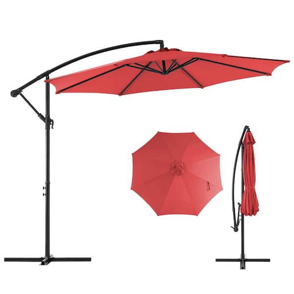 10FT Patio Umbrellas, 8 Ribs, UV Protection for Pool Garden Backyard Market in Red