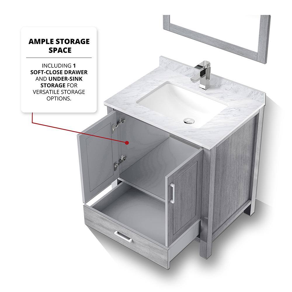 Jacques 30" Distressed Grey Solid Birch Bathroom Vanity