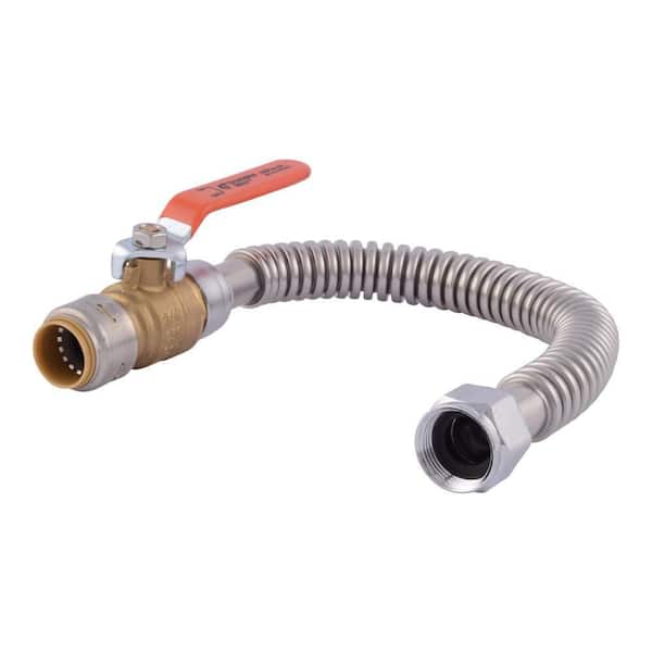 SharkBite Max 3/4 in. Push-to-Connect x 3/4 in. FIP x 18 in. Corrugated Stainless Water Heater Connector with Ball Valve