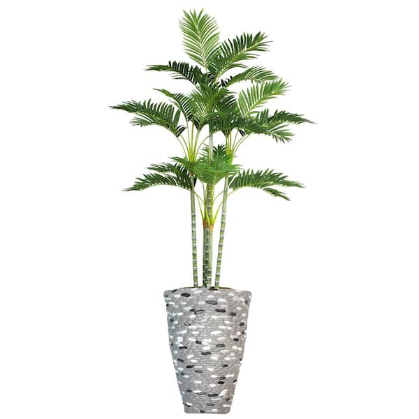 VINTAGE HOME Artificial Faux Real Touch 6.75 Feet Tall Palm Tree And Fiberstone Planter