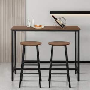 3 Piece Brown Dining Set Bar Table with Stools