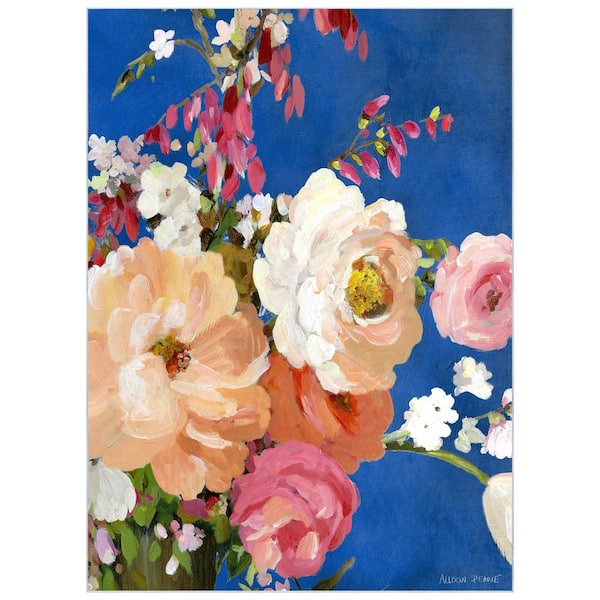 Midnight Flowers I, 8'x10' Hand Washable Art Area Rug, power-loomed, 100% polyester, 2mm pile, non-slip back.
