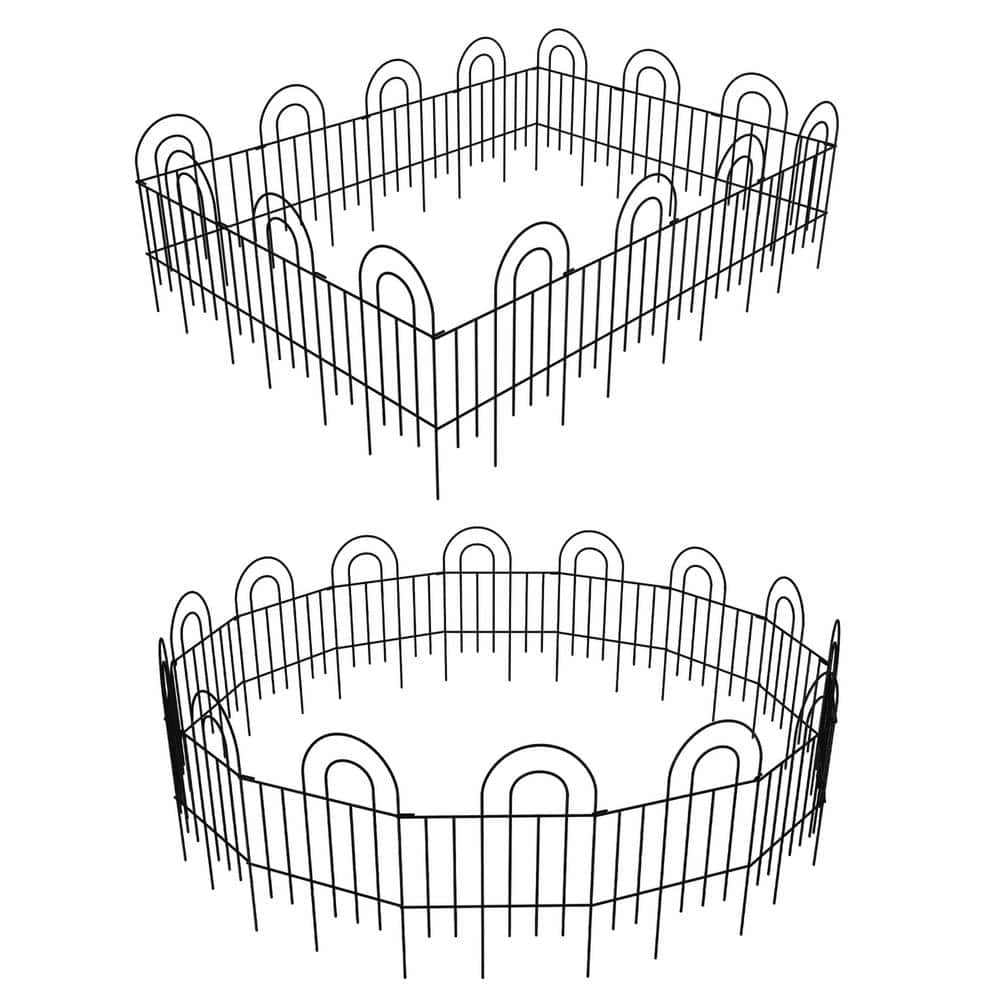 FENCY 32 in. Black Metal Decorative Garden Border Fence HDAHW89005