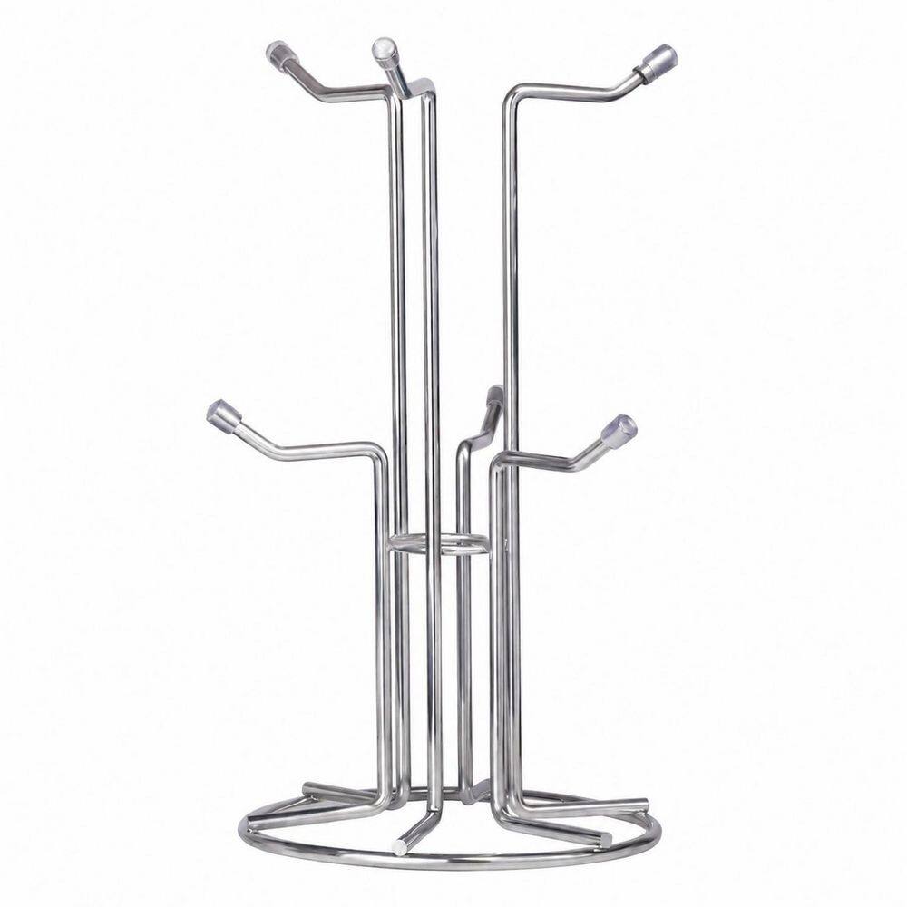 Coffee Mug Holder for Countertop with 6 Hooks, Metal Cup Tree Stand for Large Mugs Up to 15 oz. Silver price history on PriceWatchPro