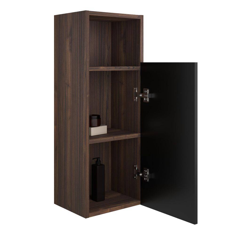 11.82 in. W x 31.52 in. H Black & Walnut Rectangular Wall-Mounted Medicine Cabinet without Mirror with Open Storage price history on PriceWatchPro
