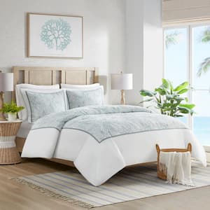 Maya Bay 3-Piece White Cotton Full/Queen Duvet Cover Set