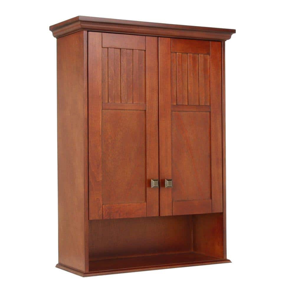 Home Decorators Collection Knoxville 22 In W Bathroom Storage Wall Cabinet In Nutmeg Kncw2230 The Home Depot