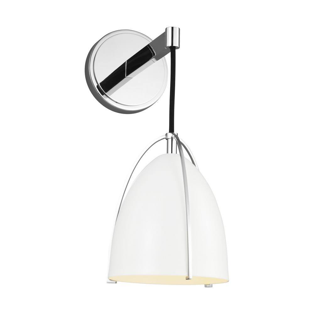 Chrome and Matte White Steel Single Bath Sconce