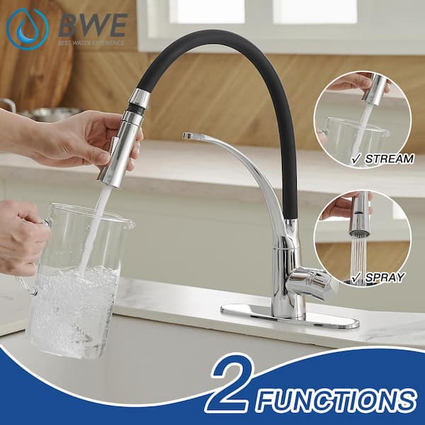 Polished Chrome 17.13 in. H Pull Down Sprayer Kitchen Faucet with 360° Spout Swivel