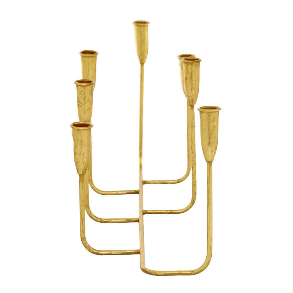 Gold Slim 7-Candle Metal Candelabra