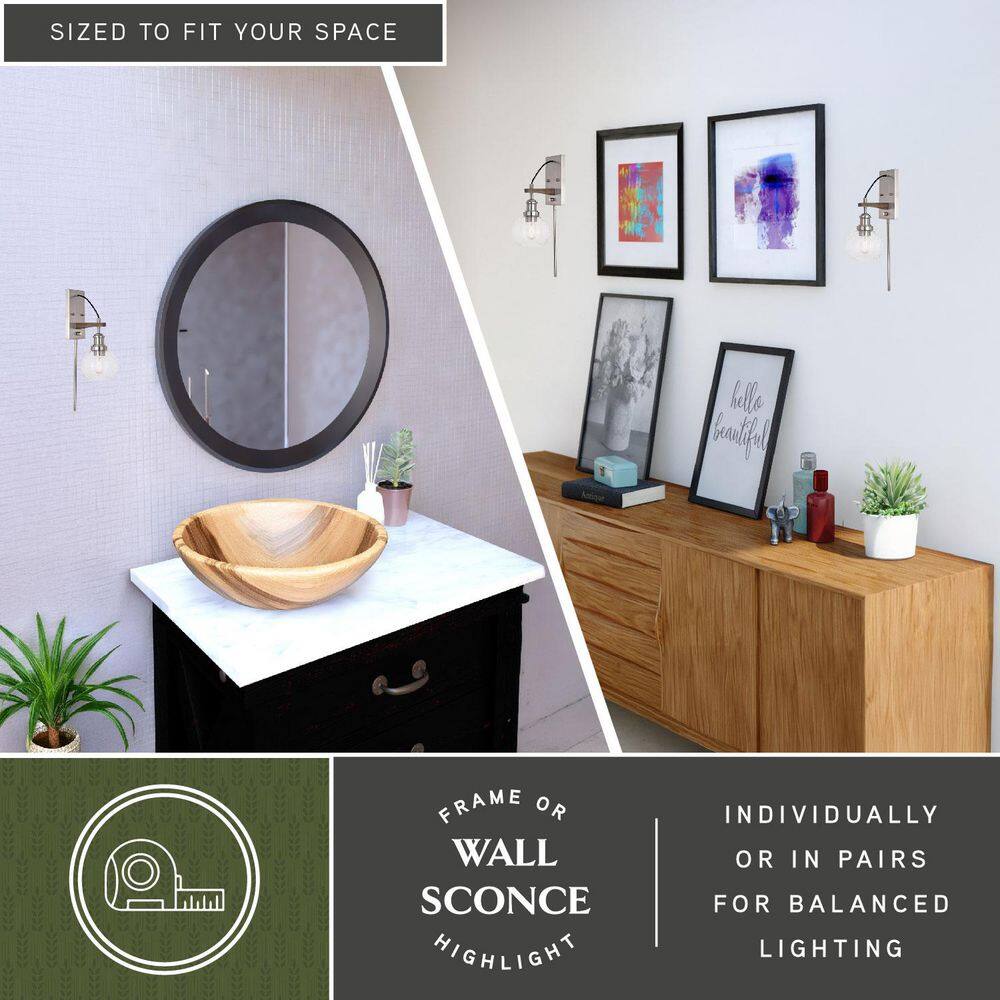 Avondale Rustic Wood & Satin Nickel Dimmable Sconce with Seeded Glass Globe